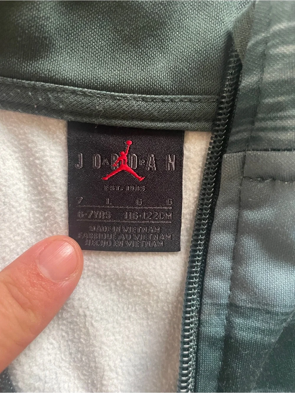 Jordan Children's Olive Green Track Jacket & Joggers with Red Jumpman Tag